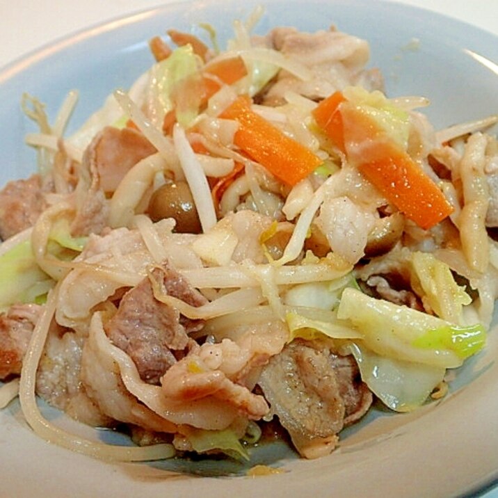 ガラスープで　豚かた肉とＭＩＸ野菜の生姜炒め